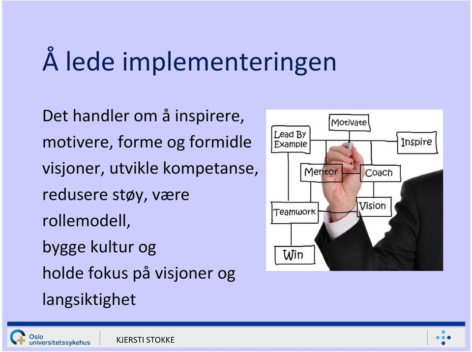 kompetanse, redusere støy, være rollemodell,