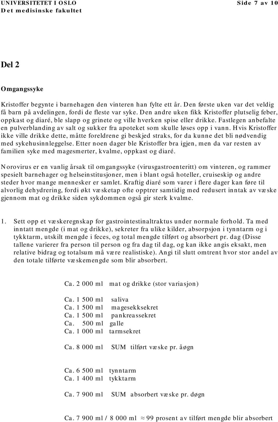 Fastlegen anbefalte en pulverblanding av salt og sukker fra apoteket som skulle løses opp i vann.