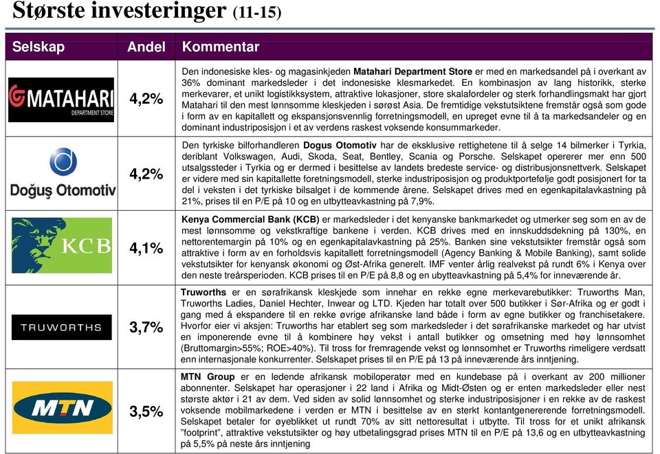 En kombinasjon av lang historikk, sterke merkevarer, et unikt logistikksystem, attraktive lokasjoner, store skalafordeler og sterk forhandlingsmakt har gjort Matahari til den mest lønnsomme