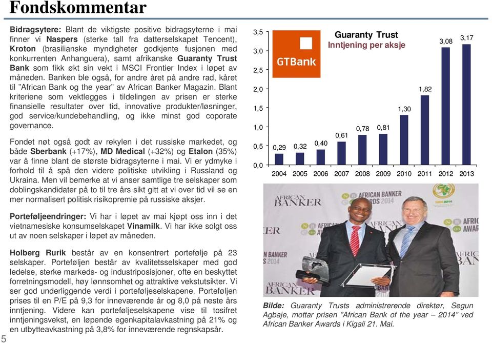 Banken ble også, for andre året på andre rad, kåret til African Bank og the year av African Banker Magazin.