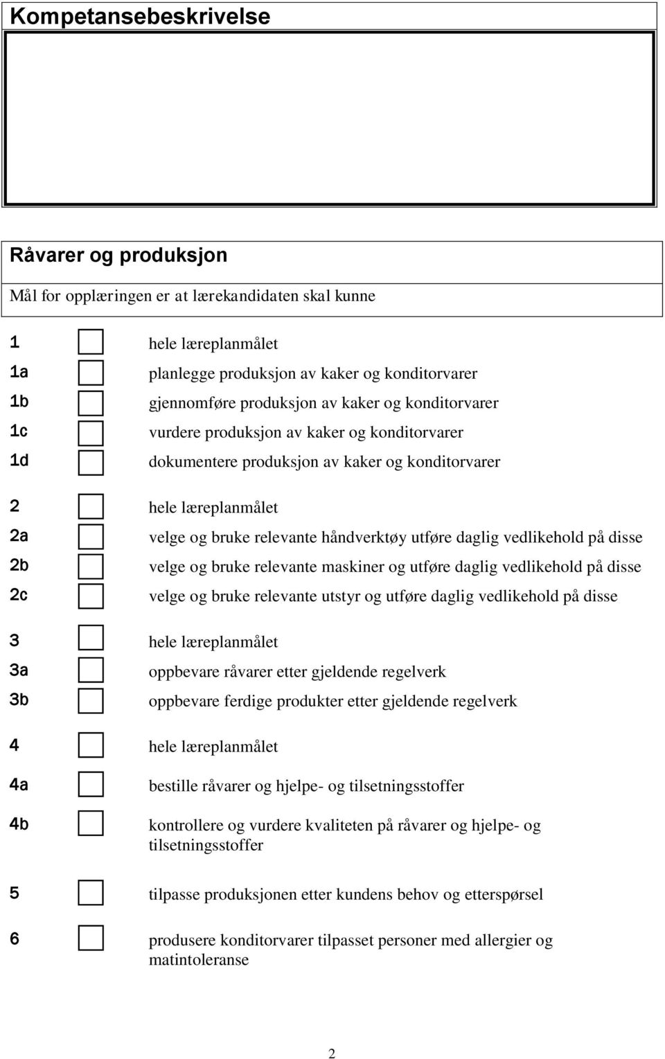 maskiner og utføre daglig vedlikehold på disse 2c velge og bruke relevante utstyr og utføre daglig vedlikehold på disse 3 hele læreplanmålet 3a oppbevare råvarer etter gjeldende regelverk 3b