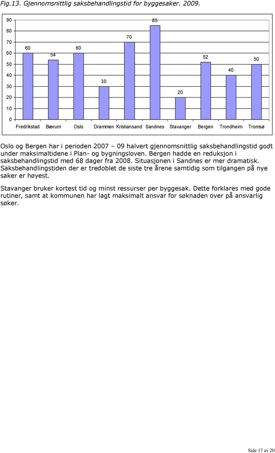 i Plan- og bygningsloven. Bergen hadde en reduksjon i saksbehandlingstid med 68 dager fra 2008. Situasjonen i Sandnes er mer dramatisk.