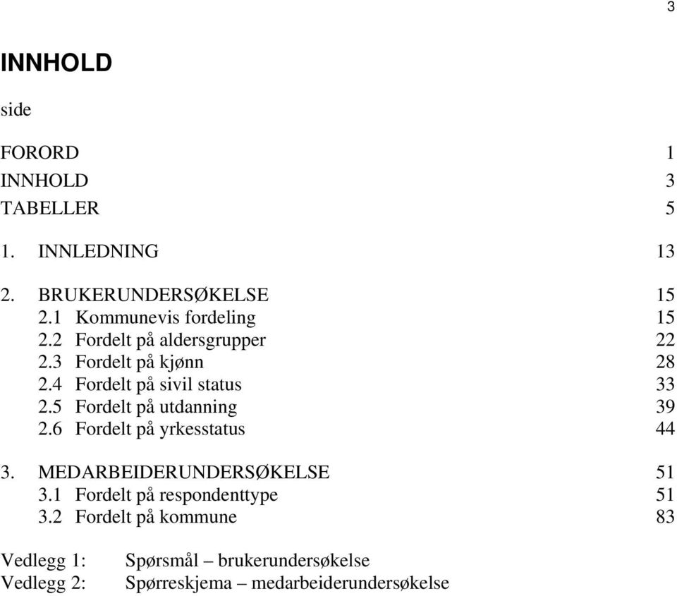 4 Fordelt på sivil status 33 2.5 Fordelt på utdanning 39 2.6 Fordelt på yrkesstatus 44 3.