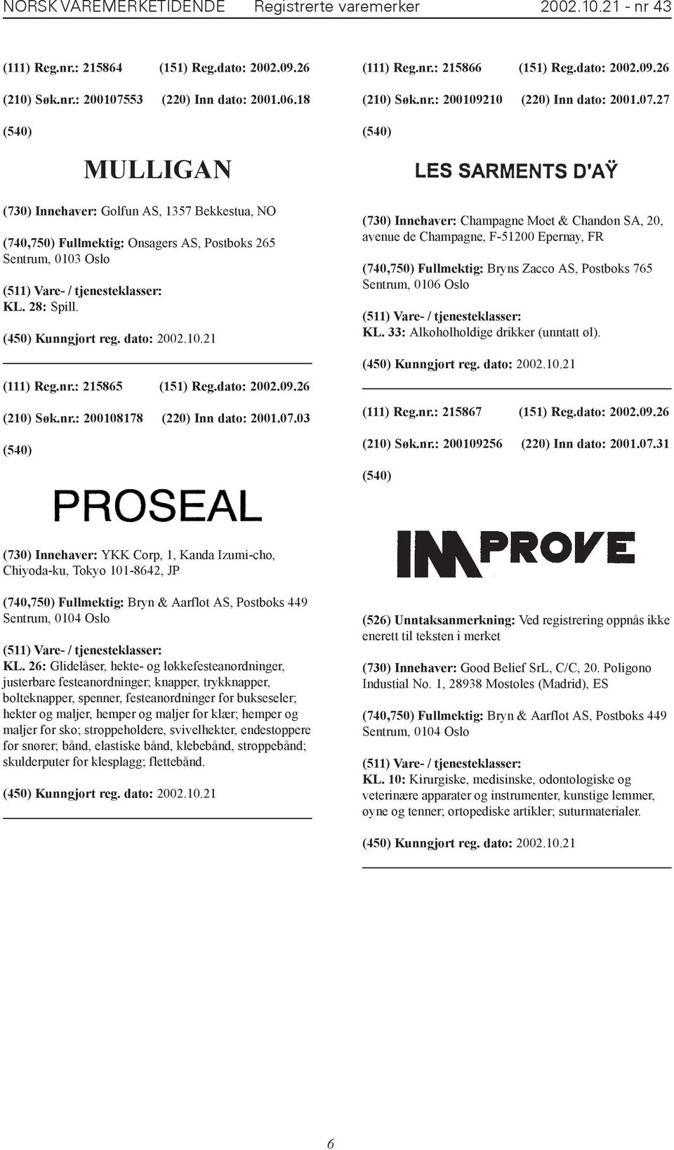 28: Spill. (111) Reg.nr.: 215865 (151) Reg.dato: 2002.09.26 (210) Søk.nr.: 200108178 (220) Inn dato: 2001.07.