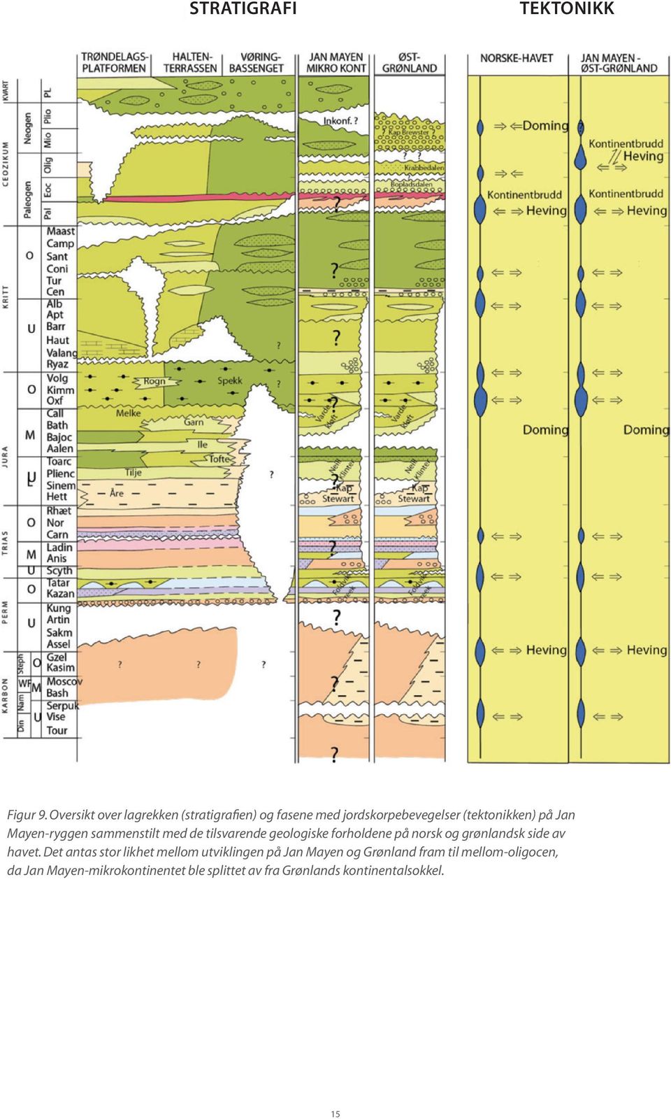 Mayen-ryggen sammenstilt med de tilsvarende geologiske forholdene på norsk og grønlandsk side av