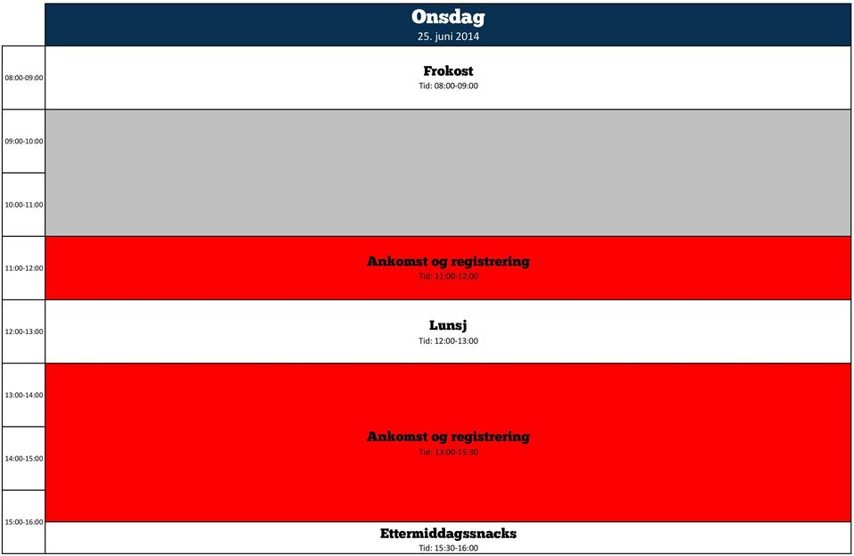 registrering 14:00-15:00 Ankomst og