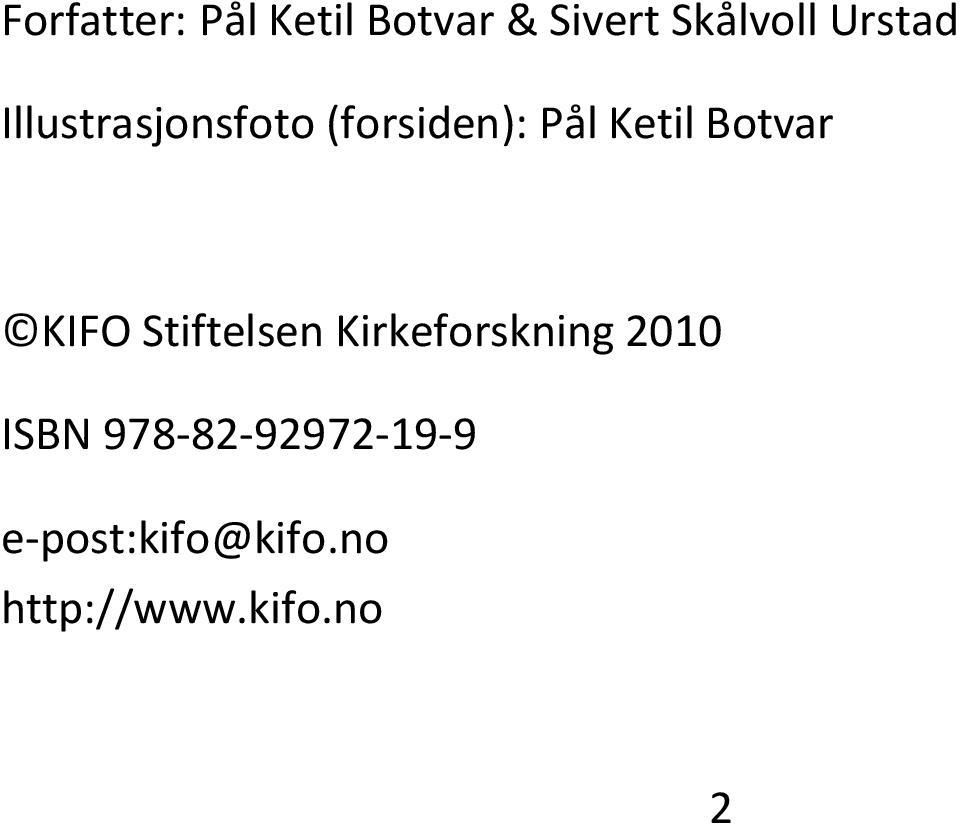 Botvar KIFO Stiftelsen Kirkeforskning 2010 ISBN