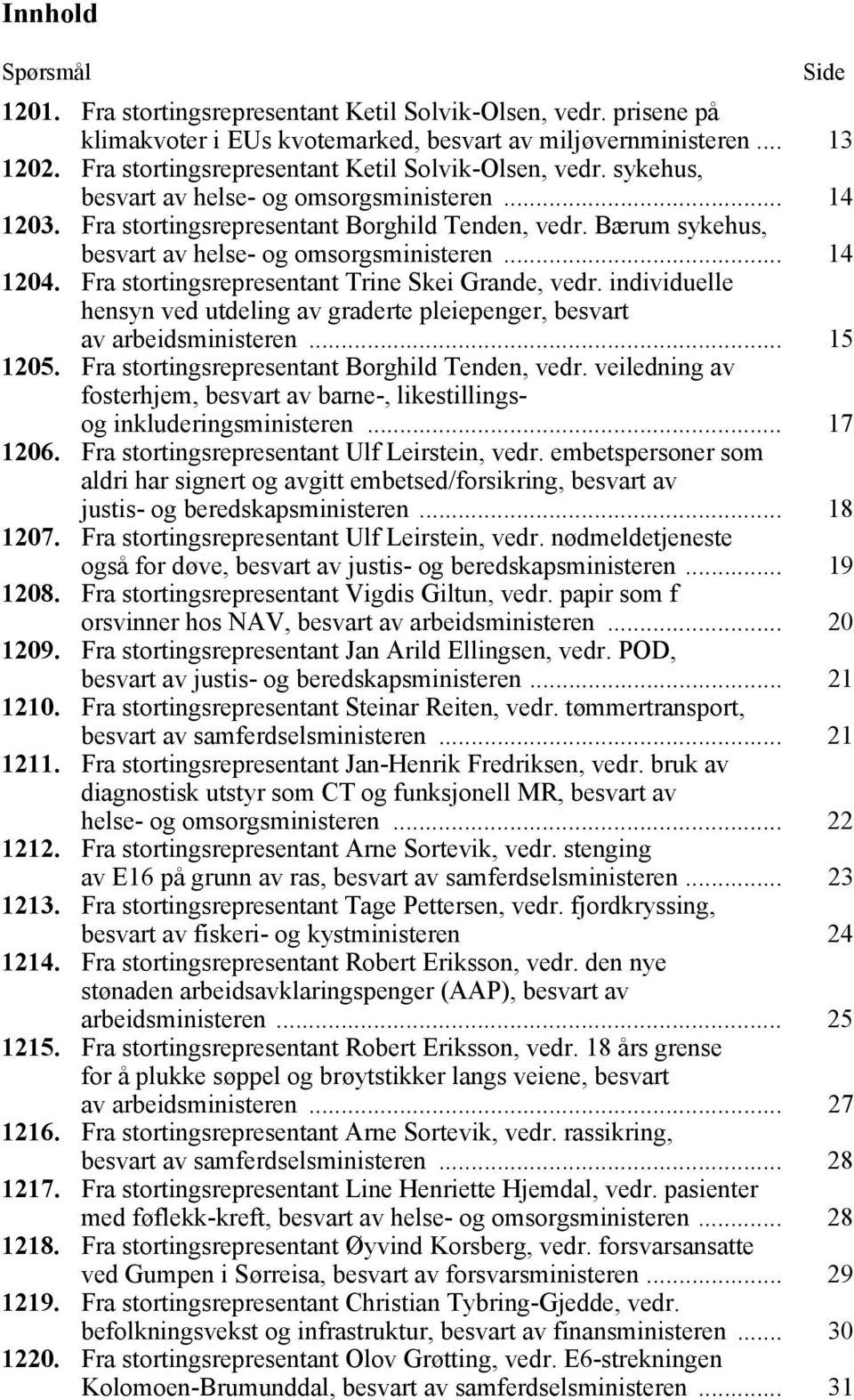 Bærum sykehus, besvart av helse- og omsorgsministeren... 14 1204. Fra stortingsrepresentant Trine Skei Grande, vedr.