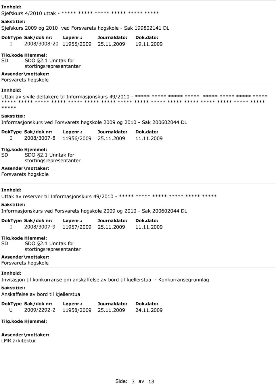 2009 ttak av sivile deltakere til nformasjonskurs 49/2010 - ***** ***** ***** ***** ***** ***** ***** ***** ***** ***** ***** ***** ***** ***** ***** ***** ***** ***** ***** ***** ***** ***** *****