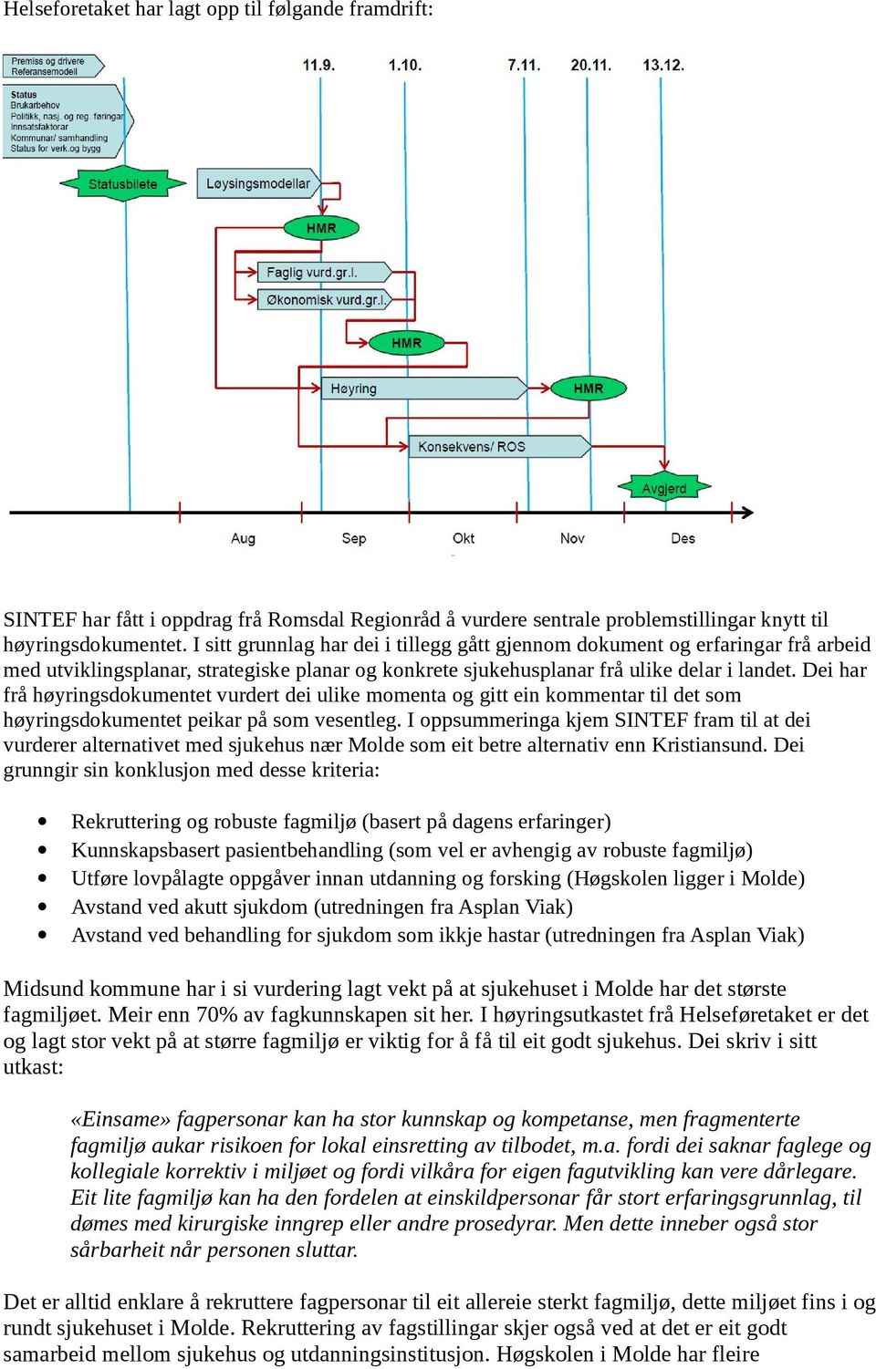 Dei har frå høyringsdokumentet vurdert dei ulike momenta og gitt ein kommentar til det som høyringsdokumentet peikar på som vesentleg.