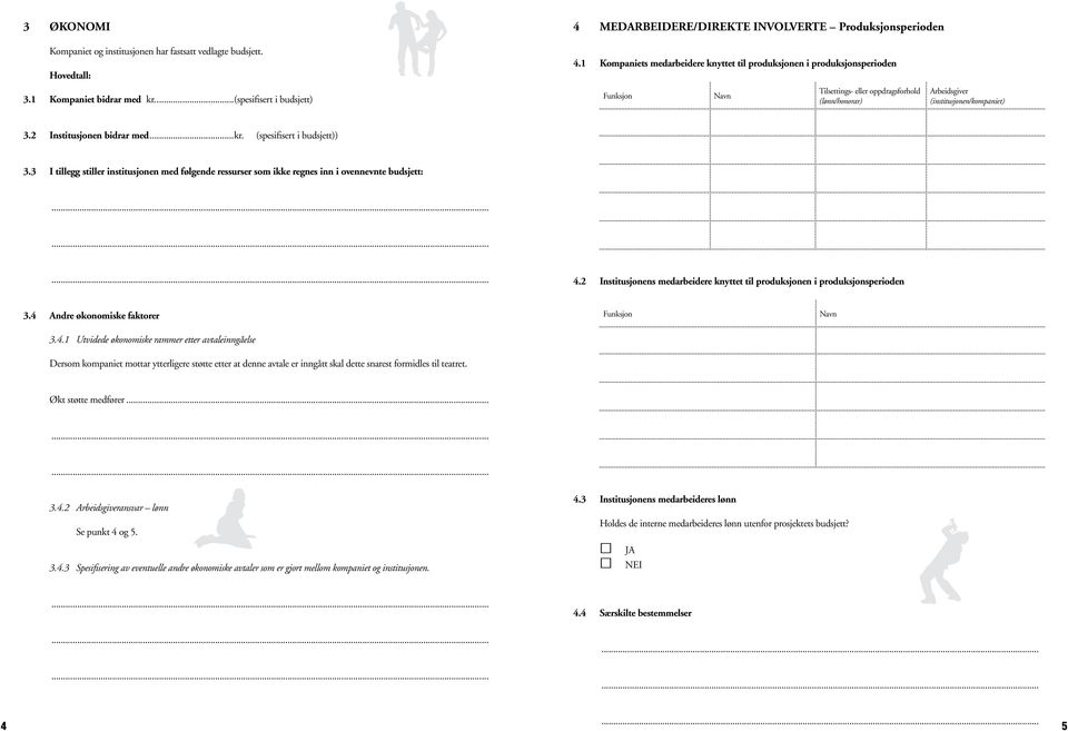 2 Institusjonen bidrar med...kr. (spesifisert i budsjett)) 3.3 I tillegg stiller institusjonen med følgende ressurser som ikke regnes inn i ovennevnte budsjett: 4.