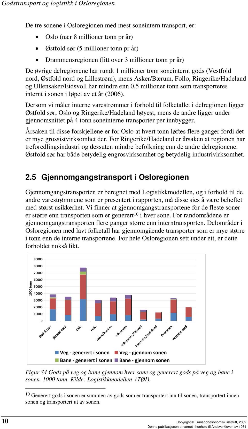 tonn som transporteres internt i sonen i løpet av et år (2006).