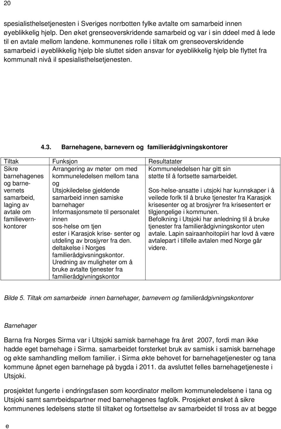 Barnhagn, barnvrn og familirådgivningskontorr Tiltak Funksjon Rsultatatr Sikr barnhagns og barnvrnts samarbid, laging av avtal om familivrnkontorr Arrangring av møtr om md kommunldlsn mllom tana og