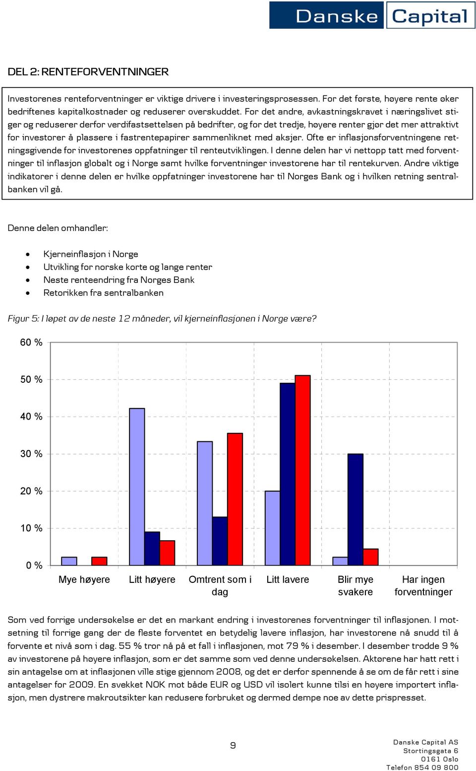 fastrentepapirer sammenliknet med aksjer. Ofte er inflasjonsforventningene retningsgivende for investorenes oppfatninger til renteutviklingen.