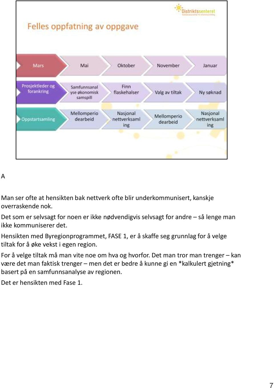 Hensikten med Byregionprogrammet, FASE 1, er å skaffe seg grunnlag for å velge tiltak for å øke vekst i egen region.