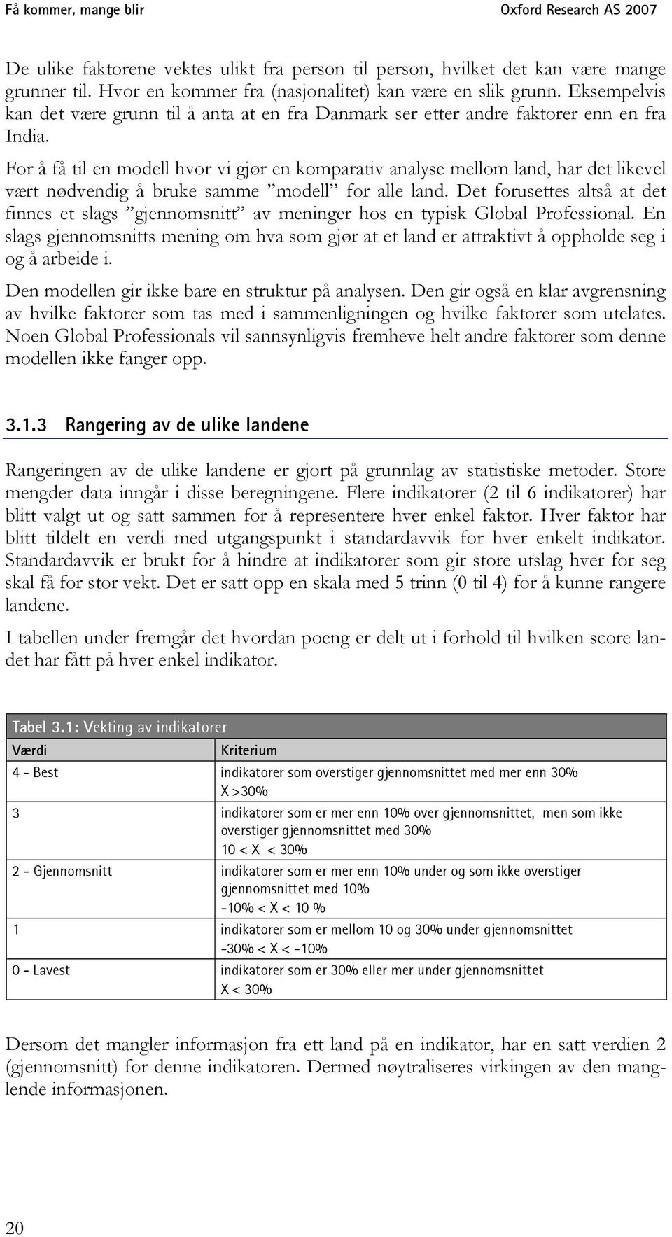 For å få til en modell hvor vi gjør en komparativ analyse mellom land, har det likevel vært nødvendig å bruke samme modell for alle land.