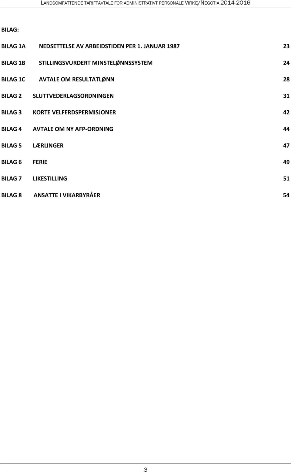 RESULTATLØNN 28 BILAG 2 SLUTTVEDERLAGSORDNINGEN 31 BILAG 3 KORTE VELFERDSPERMISJONER 42