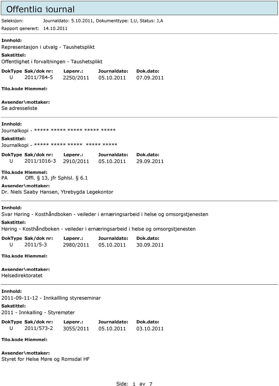 Niels Saaby Hansen, Ytrebygda Legekontor nnhold: Svar Høring - Kosthåndboken - veileder i ernæringsarbeid i helse og omsorgstjenesten Høring - Kosthåndboken - veileder i