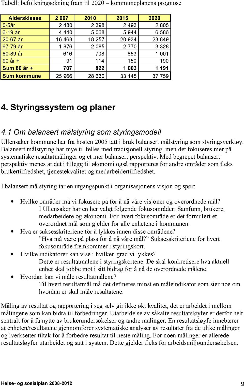 1 Om balansert målstyring som styringsmodell Ullensaker kommune har fra høsten 2005 tatt i bruk balansert målstyring som styringsverktøy.