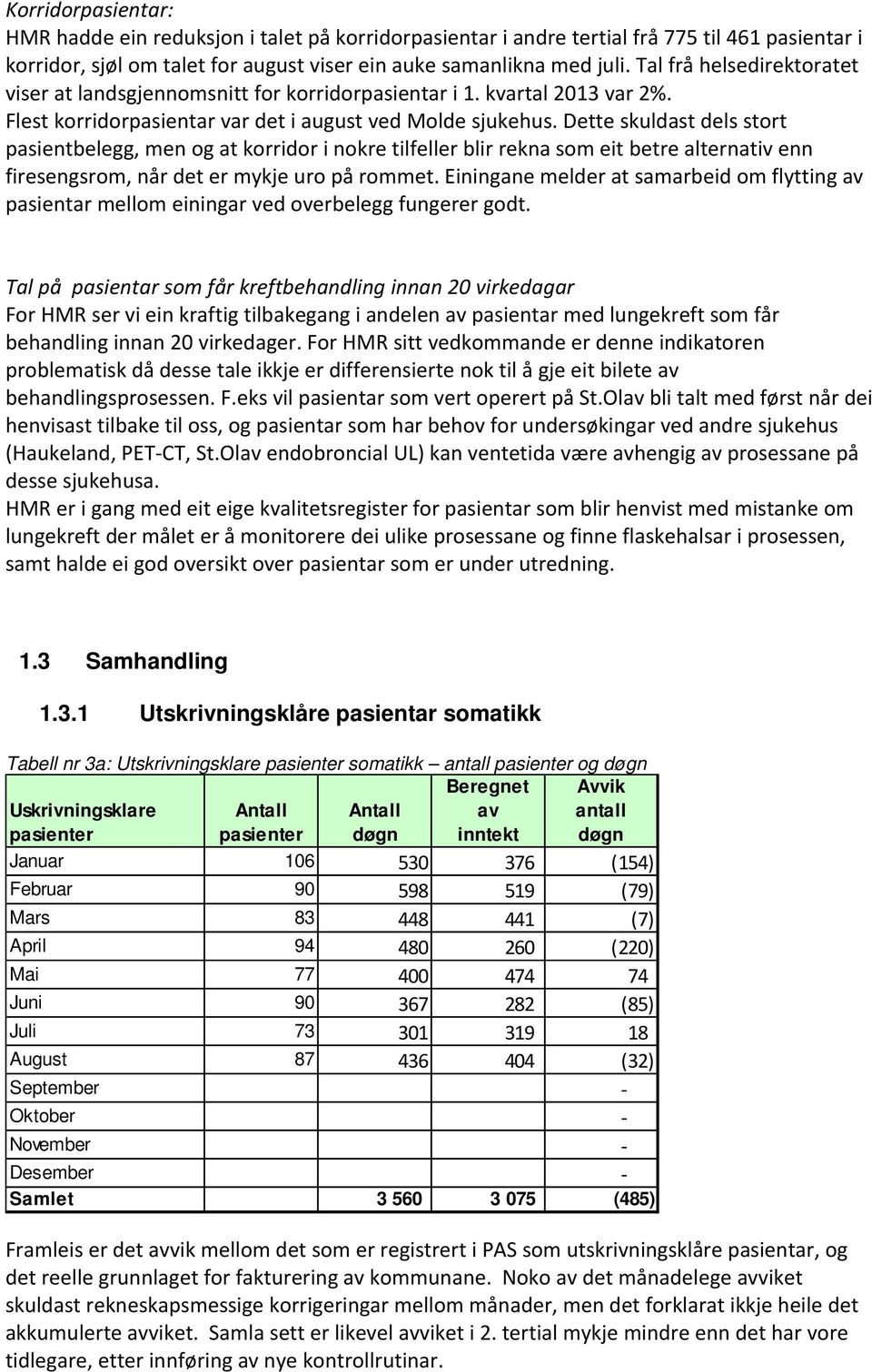 Dette skuldast dels stort pasientbelegg, men og at korridor i nokre tilfeller blir rekna som eit betre alternativ enn firesengsrom, når det er mykje uro på rommet.