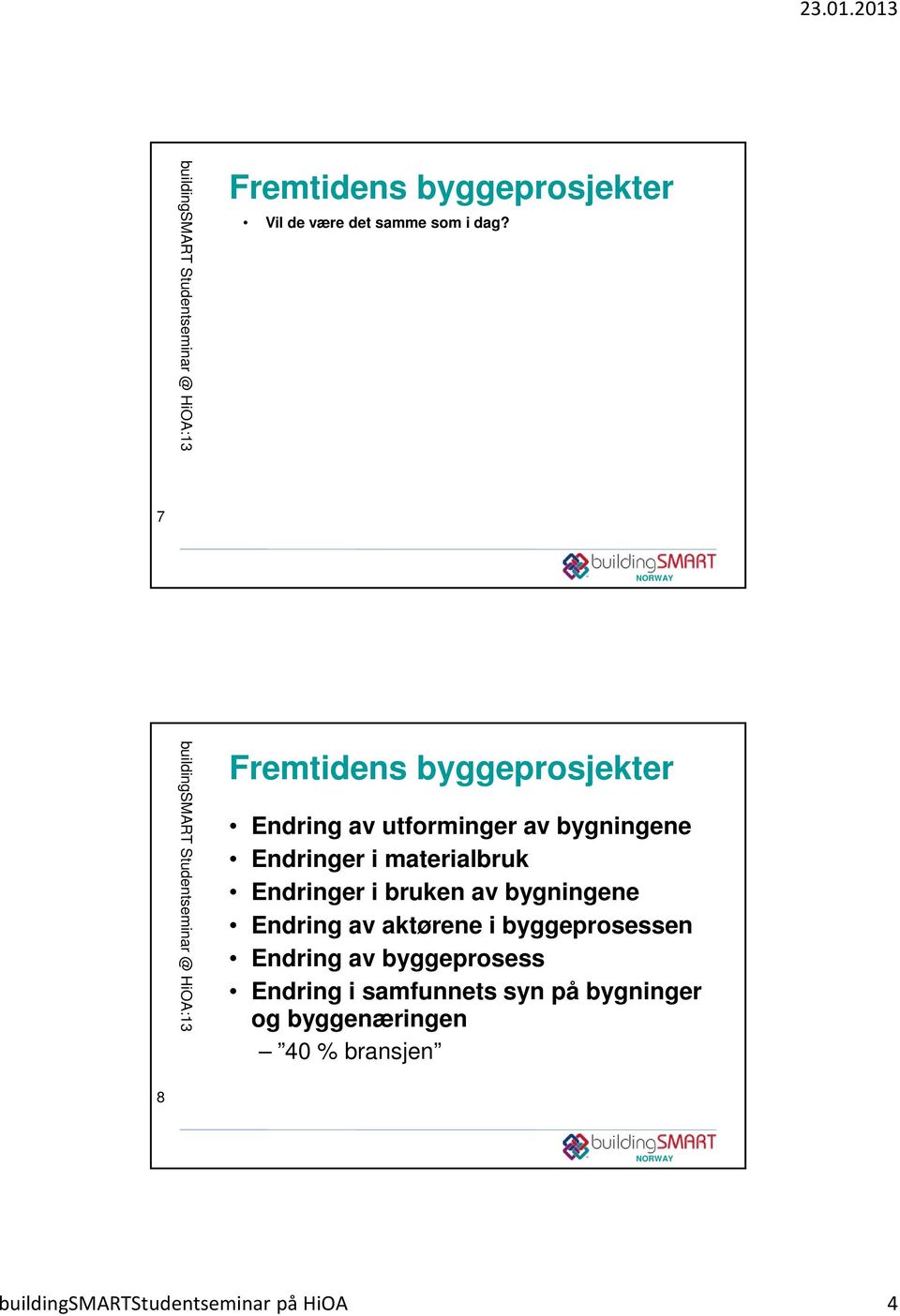 materialbruk Endringer i bruken av bygningene Endring av aktørene i byggeprosessen