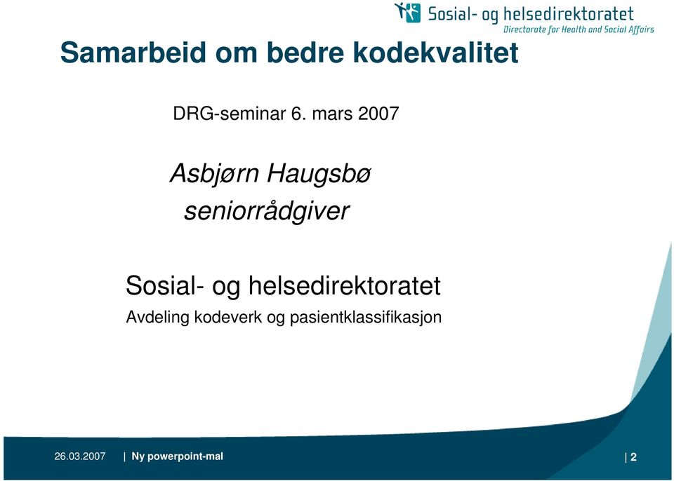 Sosial- og helsedirektoratet Avdeling kodeverk