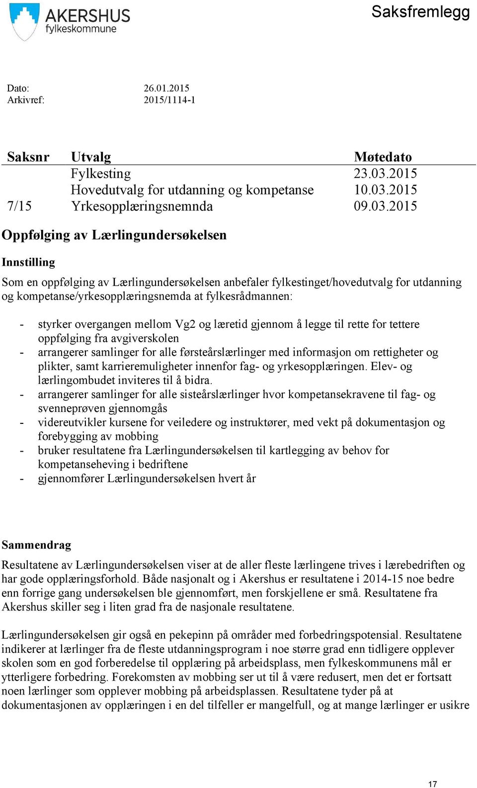 2015 7/15 Yrkesopplæringsnemnda 09.03.