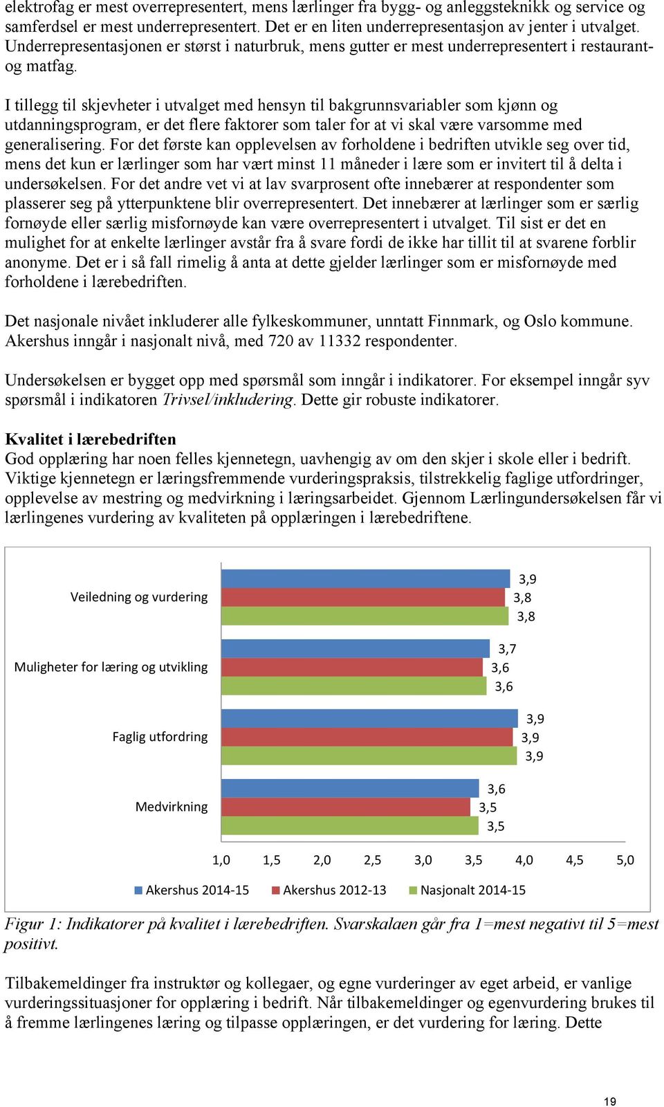 I tillegg til skjevheter i utvalget med hensyn til bakgrunnsvariabler som kjønn og utdanningsprogram, er det flere faktorer som taler for at vi skal være varsomme med generalisering.