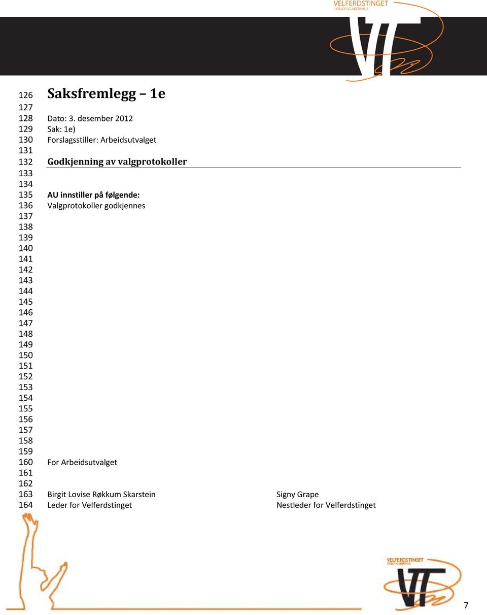 desember 2012 Sak: 1e) Forslagsstiller: Arbeidsutvalget Godkjenning av valgprotokoller AU innstiller på