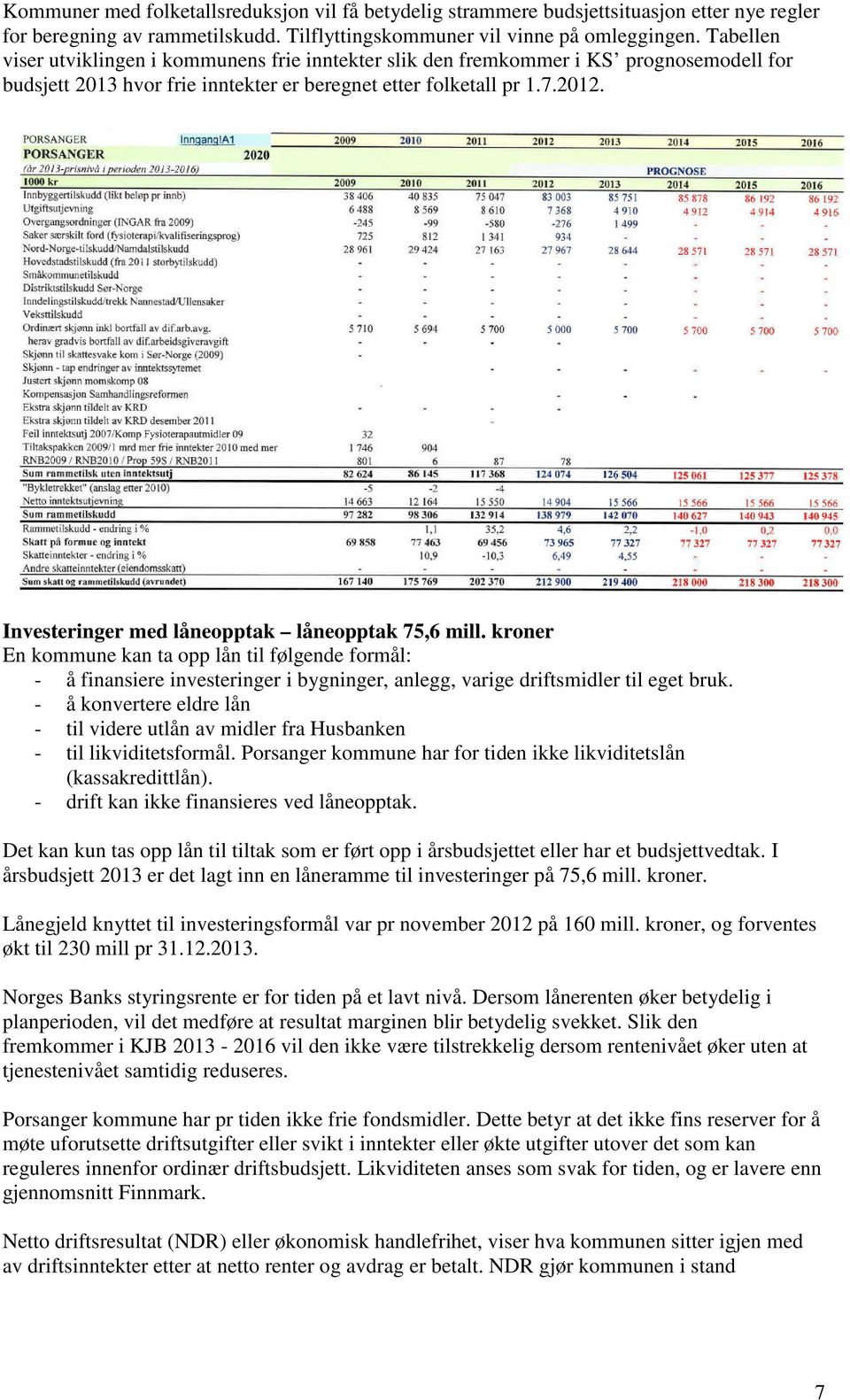 Investeringer med låneopptak låneopptak 75,6 mill. kroner En kommune kan ta opp lån til følgende formål: - å finansiere investeringer i bygninger, anlegg, varige driftsmidler til eget bruk.