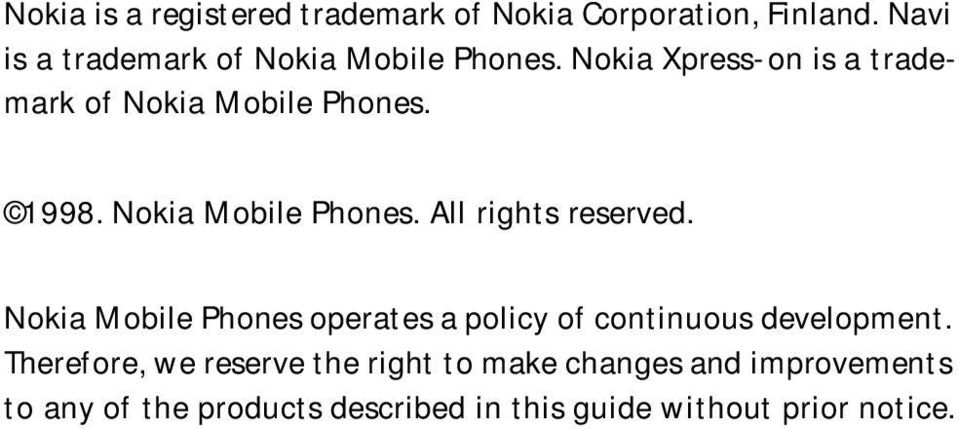 1998. Nokia Mobile Phones. All rights reserved.