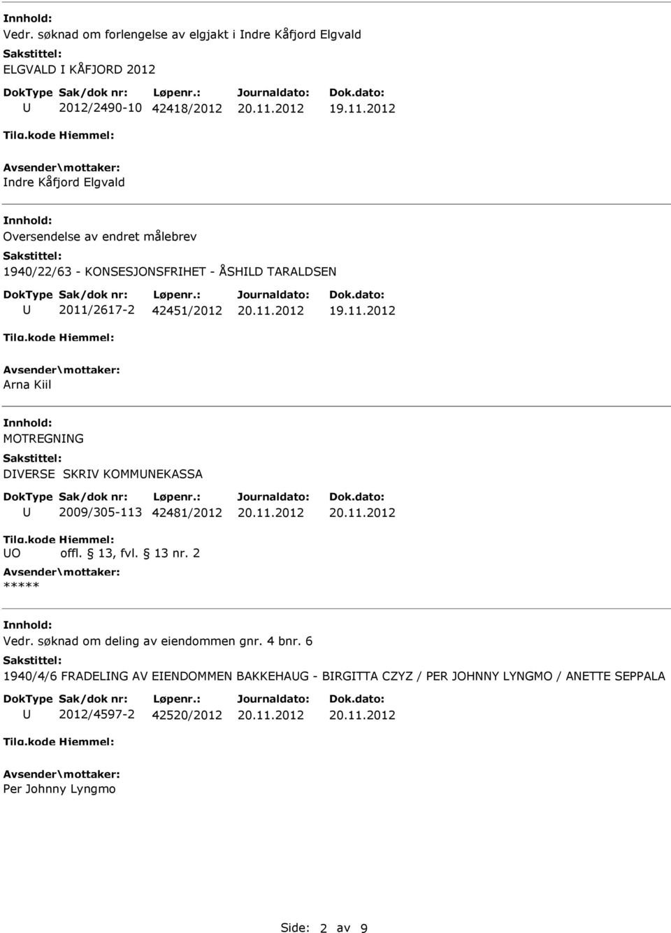 SKRV KOMMNEKASSA O 2009/305-113 42481/2012 offl. 13, fvl. 13 nr. 2 Vedr. søknad om deling av eiendommen gnr. 4 bnr.