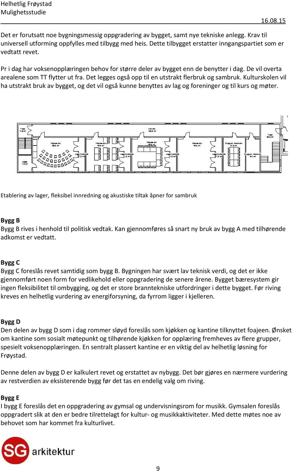 Det legges også opp til en utstrakt flerbruk og sambruk. Kulturskolen vil ha utstrakt bruk av bygget, og det vil også kunne b enyttes av lag og foreninger og til kurs og møter.