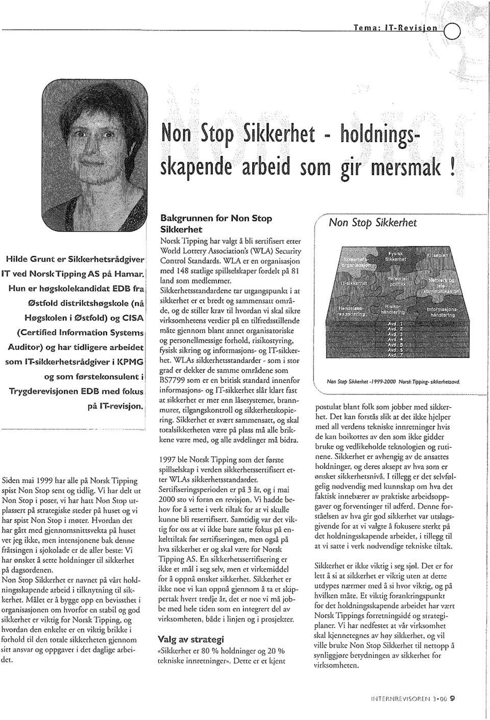 f0ystekonsulent i! Trygderevisjonen EDB med fokus pa IT-revisjon. i Siden rnai 1999 har alle pi Norsk Tipping spist Non Stop sent og tidlig.