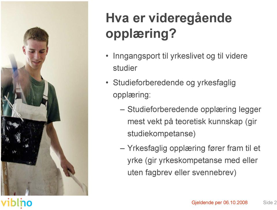 opplæring: Studieforberedende opplæring legger mest vekt på teoretisk kunnskap (gir