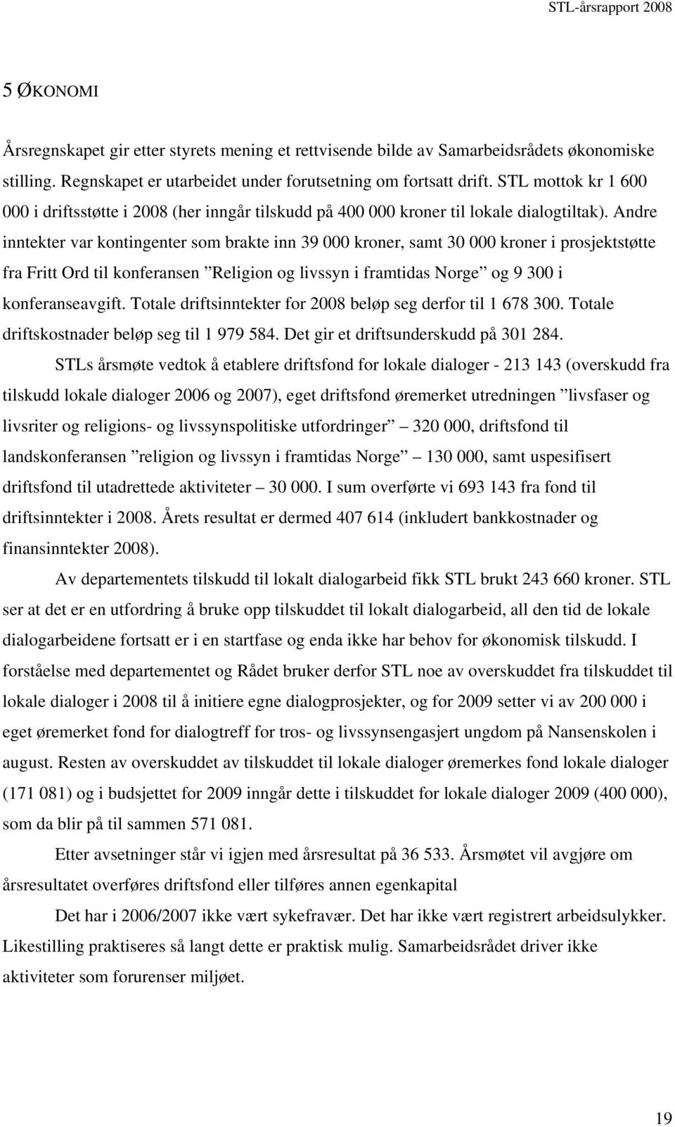 Andre inntekter var kontingenter som brakte inn 39 000 kroner, samt 30 000 kroner i prosjektstøtte fra Fritt Ord til konferansen Religion og livssyn i framtidas Norge og 9 300 i konferanseavgift.