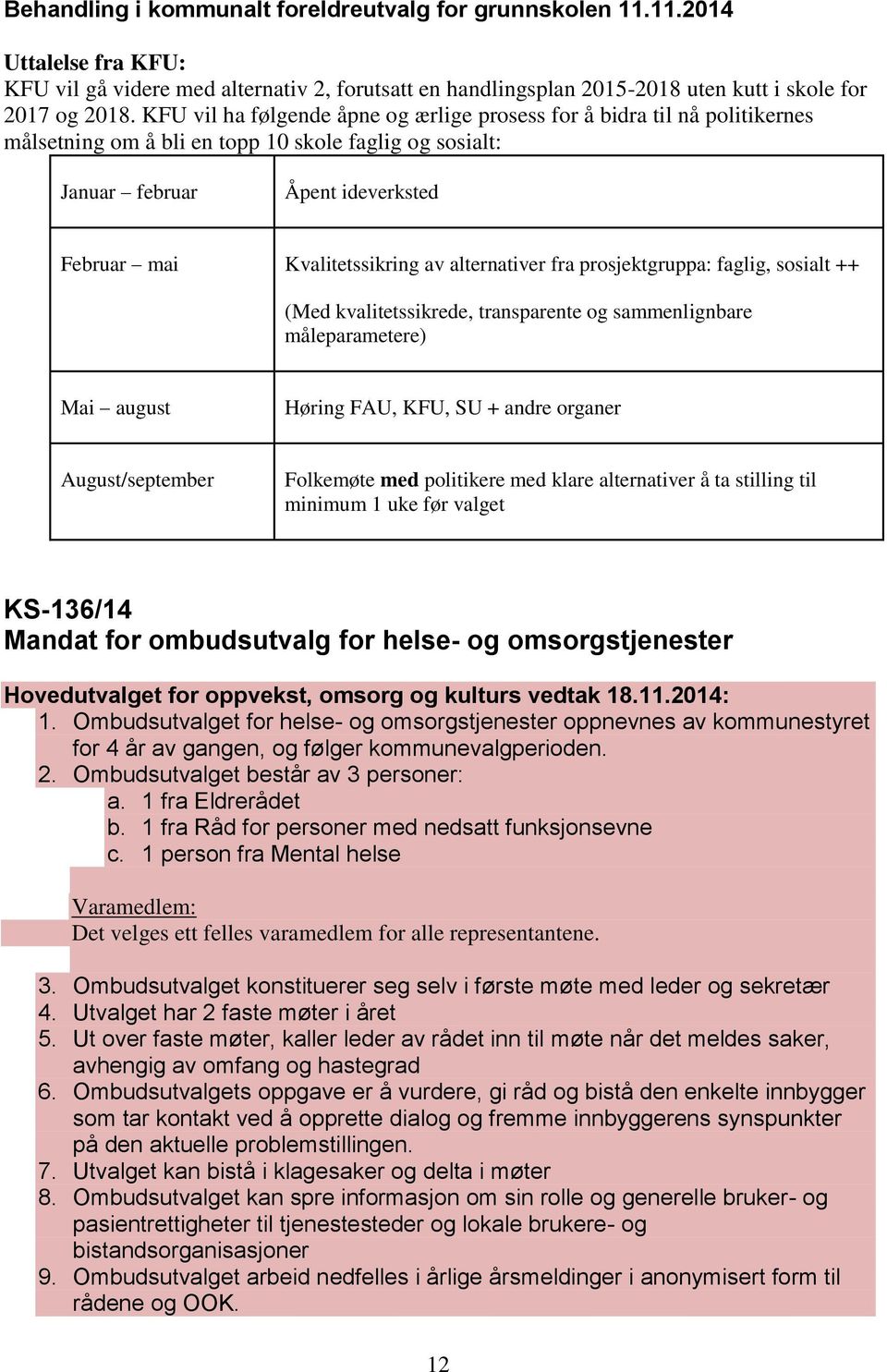 alternativer fra prosjektgruppa: faglig, sosialt ++ (Med kvalitetssikrede, transparente og sammenlignbare måleparametere) Mai august Høring FAU, KFU, SU + andre organer August/september Folkemøte med