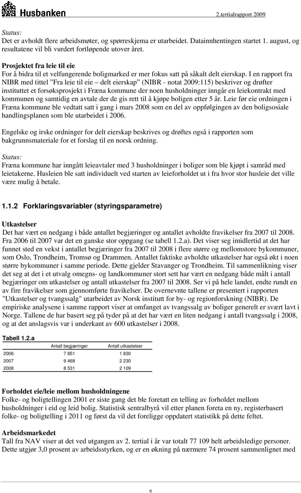 I en rapport fra NIBR med tittel Fra leie til eie delt eierskap (NIBR - notat 2009:115) beskriver og drøfter instituttet et forsøksprosjekt i Fræna kommune der noen husholdninger inngår en