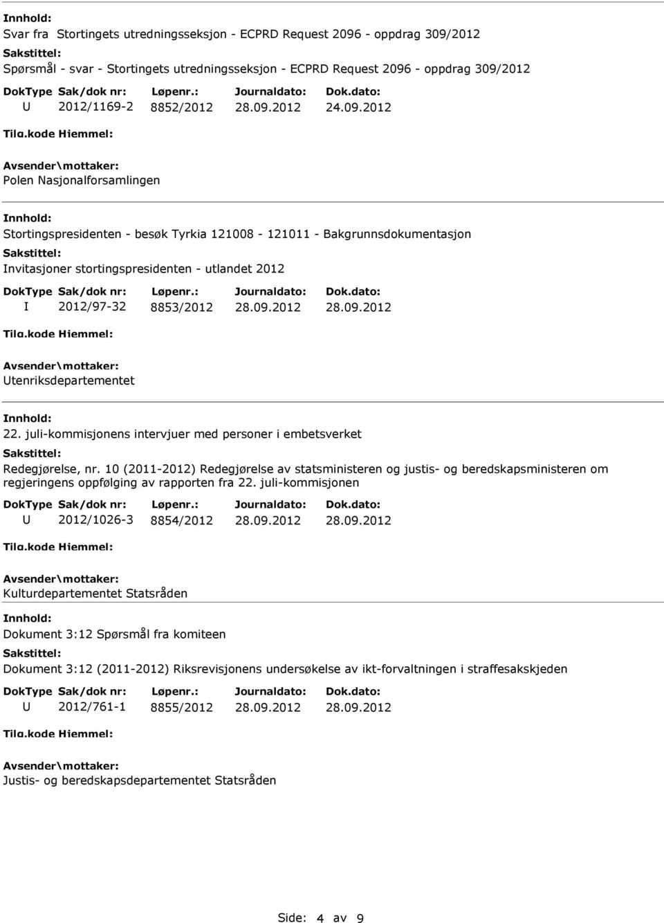 2012 Spørsmål - svar - Stortingets utredningsseksjon - ECPRD Request 2096