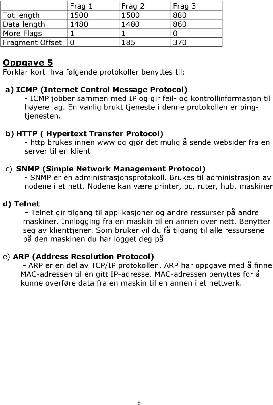 b) HTTP ( Hypertext Transfer Protocol) - http brukes innen www og gjør det mulig å sende websider fra en server til en klient c) SNMP (Simple Network Management Protocol) - SNMP er en