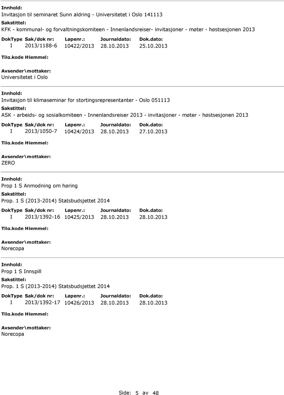 stortingsrepresentanter - Oslo 051113 ASK - arbeids- og sosialkomiteen - nnenlandsreiser 2013 - invitasjoner - møter - høstsesjonen 2013