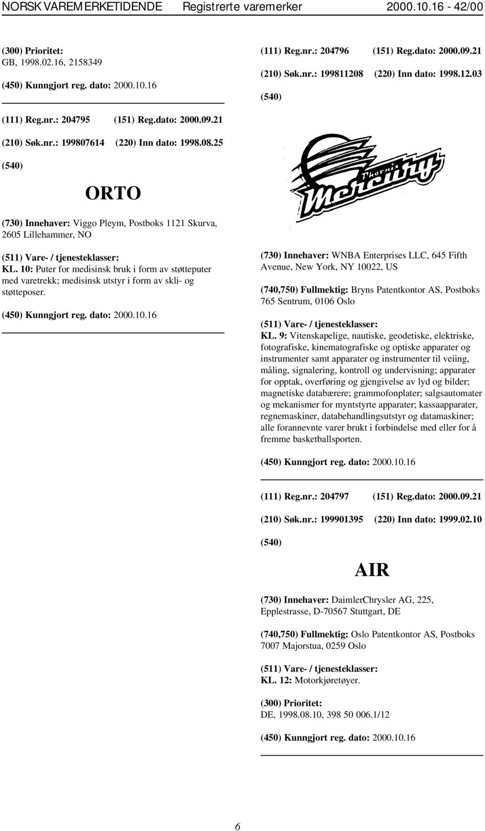 10: Puter for medisinsk bruk i form av støtteputer med varetrekk; medisinsk utstyr i form av skli- og støtteposer. (730) Innehaver: WNBA Enterprises LLC, 645 Fifth Avenue, New York, NY 10022, US KL.