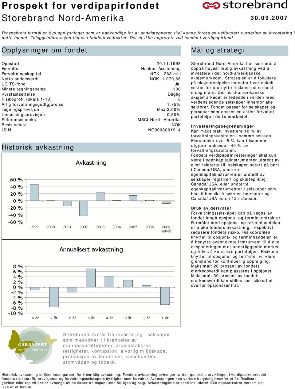 Tilleggsinformasjon finnes i fondets vedtekter. Det er ikke angrerett ved handel i verdipapirfond. Opplysninger om fondet Oppstart 20.11.