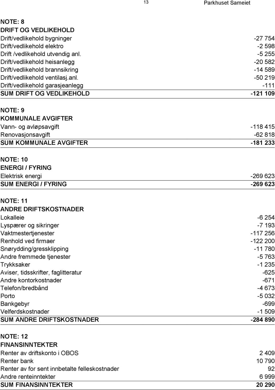 gg -20 582 Drift/vedlikehold brannsikring -14 589 Drift/vedlikehold ventilasj.anl.