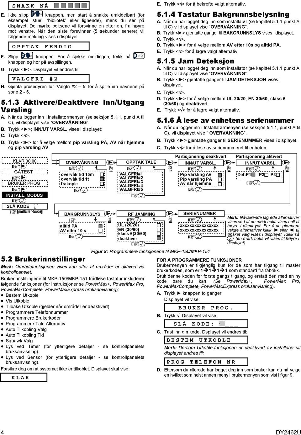 For å sjekke meldingen, trykk på knappen og hør på avspillingen. G. Trykk < >. Displayet vil endres til: VALGFRI #2 H. Gjenta prosedyren for Valgfri #2 5 for å spille inn navnene på sone 2-5. 5.1.