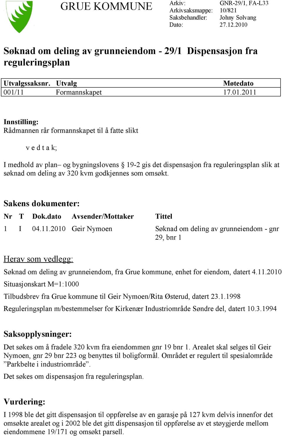 11 Formannskapet 17.01.