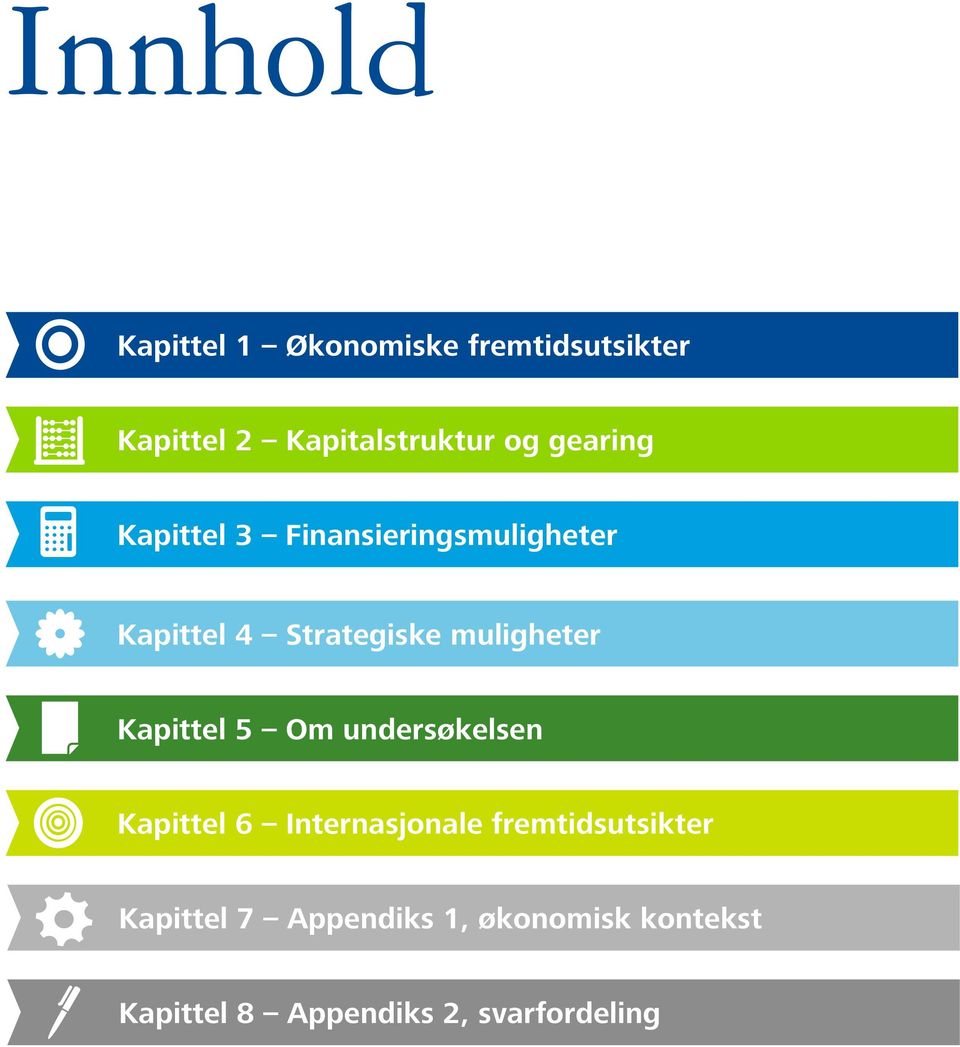 Kapittel 5 Om undersøkelsen Kapittel 6 Internasjonale fremtidsutsikter