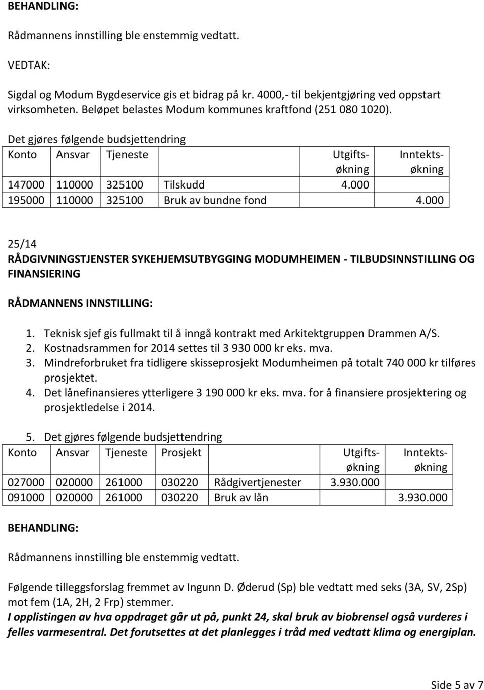 Teknisk sjef gis fullmakt til å inngå kontrakt med Arkitektgruppen Drammen A/S. 2. Kostnadsrammen for 2014 settes til 3 