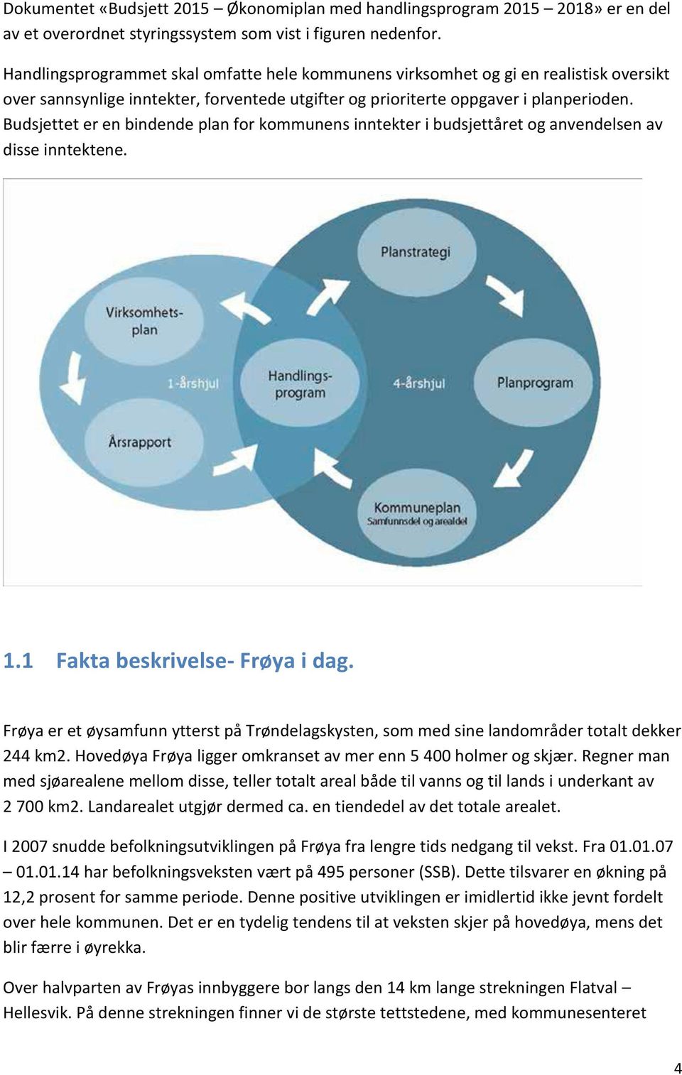 Budsjettet er en bindende plan for kommunens inntekter i budsjettåret og anvendelsen av disse inntektene. 1.1 Fakta beskrivelse- Frøya i dag.