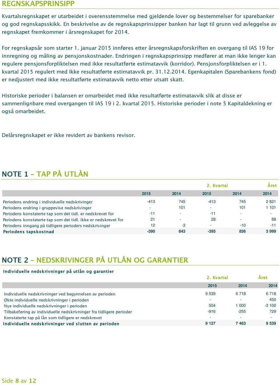 januar 2015 innføres etter årsregnskapsforskriften en overgang til IAS 19 for innregning og måling av pensjonskostnader.